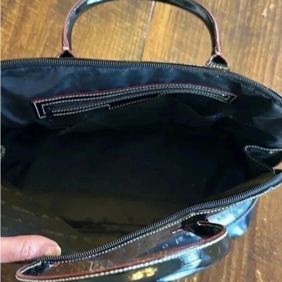 “ARCADIA” 🇮🇹 BLACK EMBOSSED PATENT LEATHER BAG - Picture 9 of 11